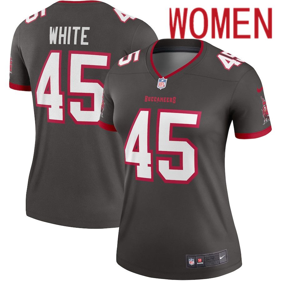 Women Tampa Bay Buccaneers #45 Devin White Nike Pewter Alternate Legend NFL Jersey->women nfl jersey->Women Jersey